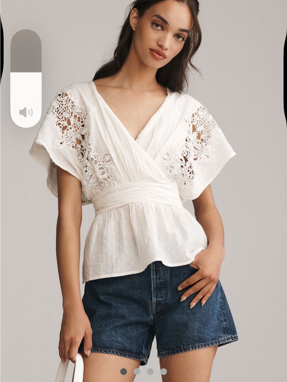 Anthropologie maeve white surplice short sleeve eyelet lace top
